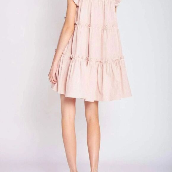 EN SAISON Ida Flutter-Sleeve Striped Mini Dress - Picture 2 of 5